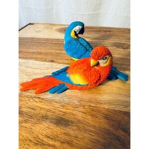 DDW Parrot Figurine Set Multicolor Tropical Macaw Resin Decor 5.5"